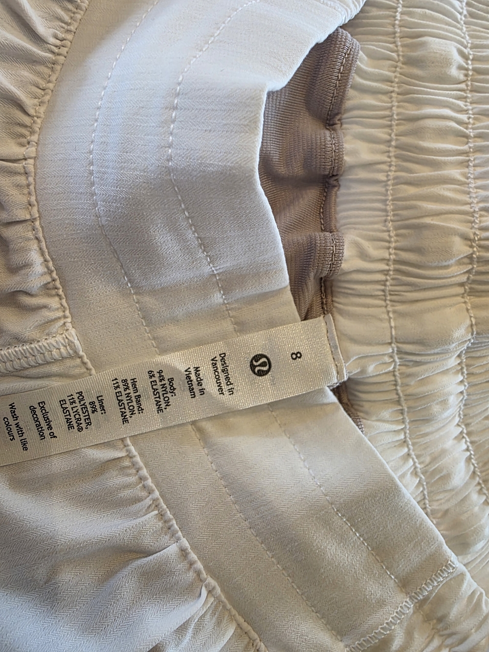 Lululemon White Elastic Waist Shorts